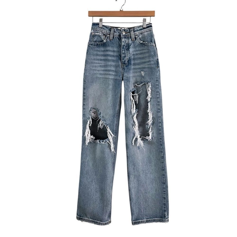 We The Free Free People Hi Waisted Distressed Ripped Jeans